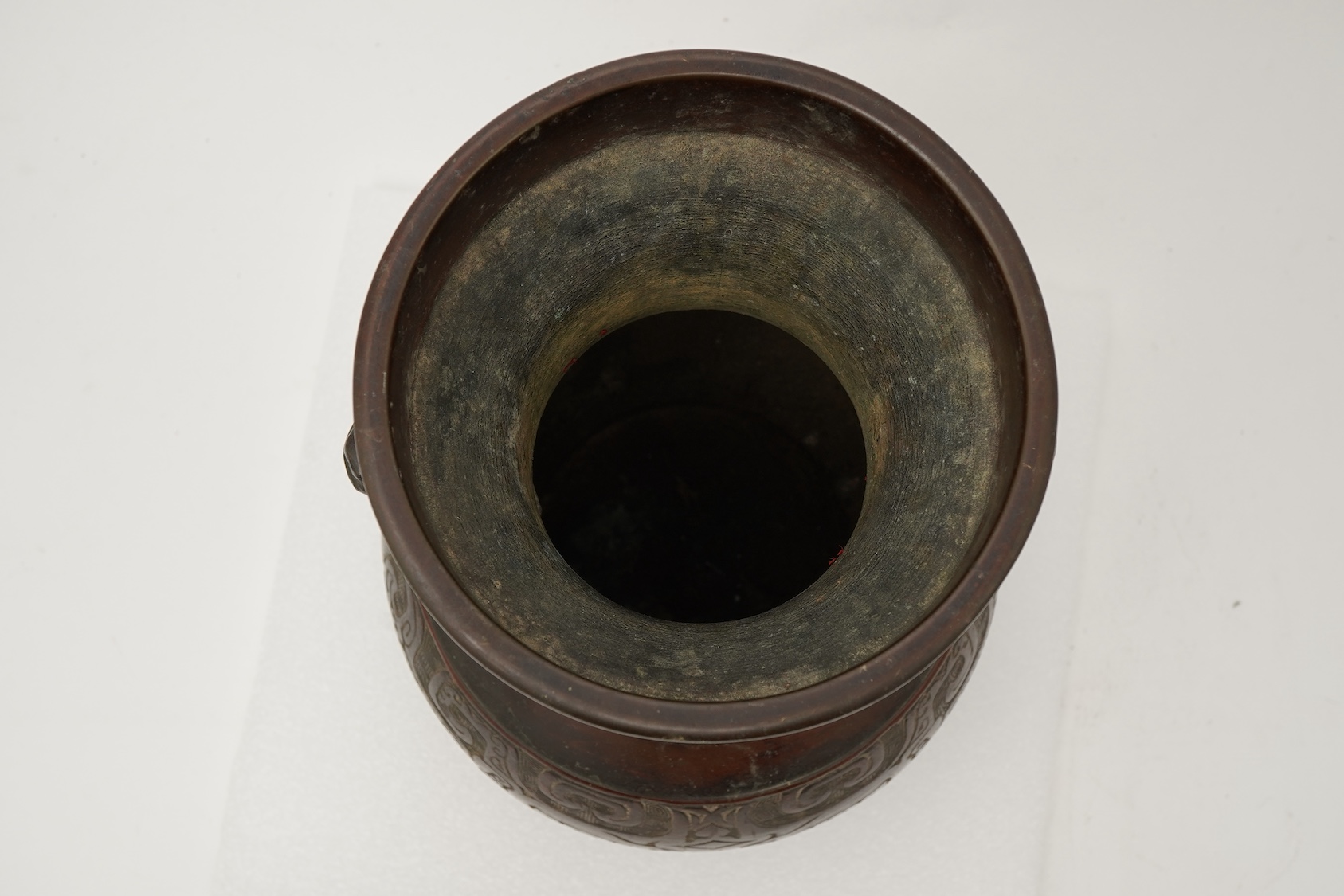 A Chinese archaistic bronze vase, hu, 19th century